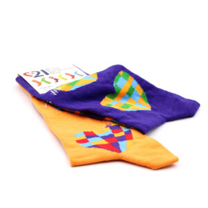 Odd socks - Heart Design - Purple and Orange